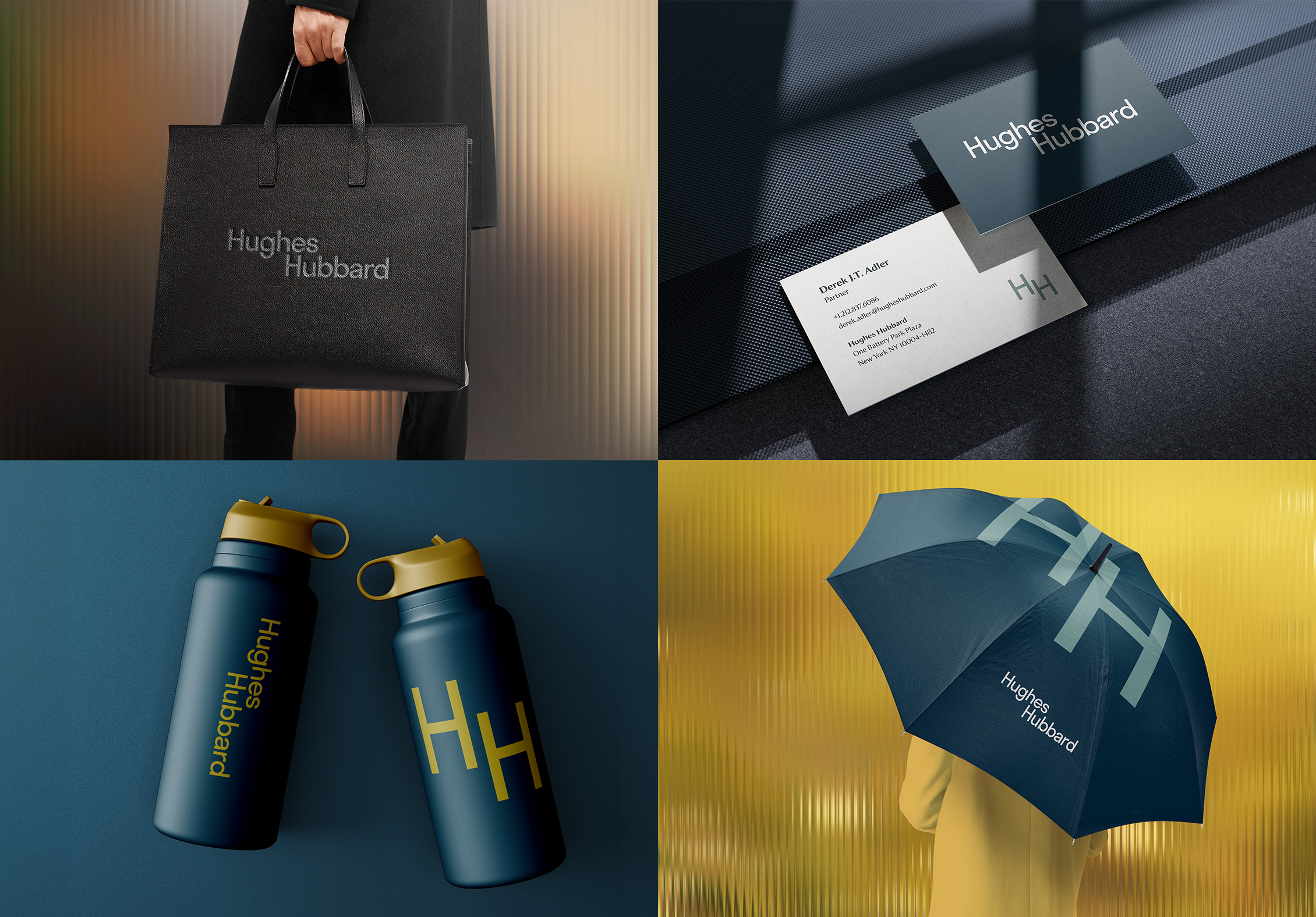 Hughes Hubbard visual identity merchandise