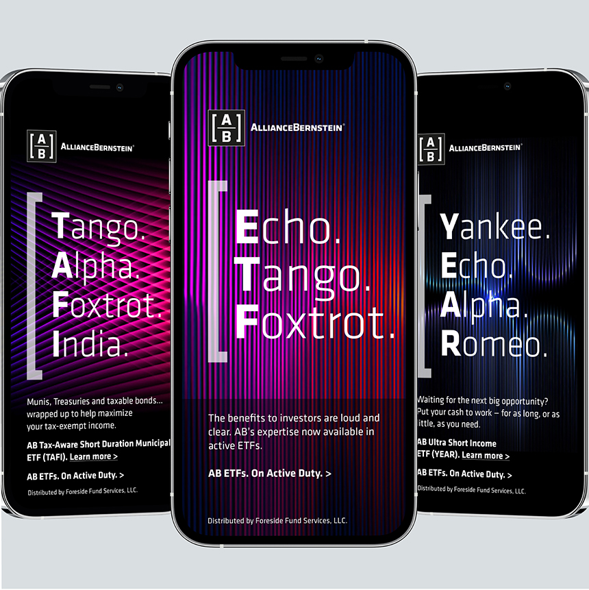 AB ETF campaign ads on mobile
