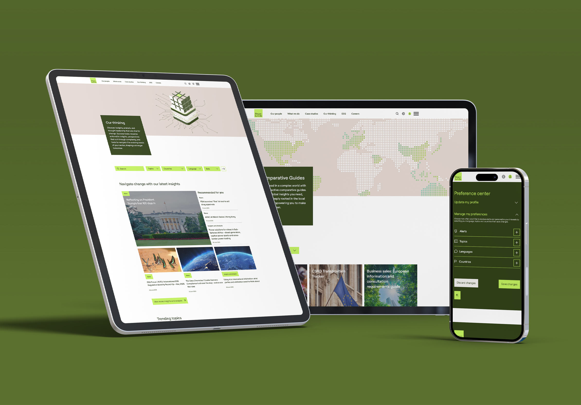 Hogan Lovells website on a desktop