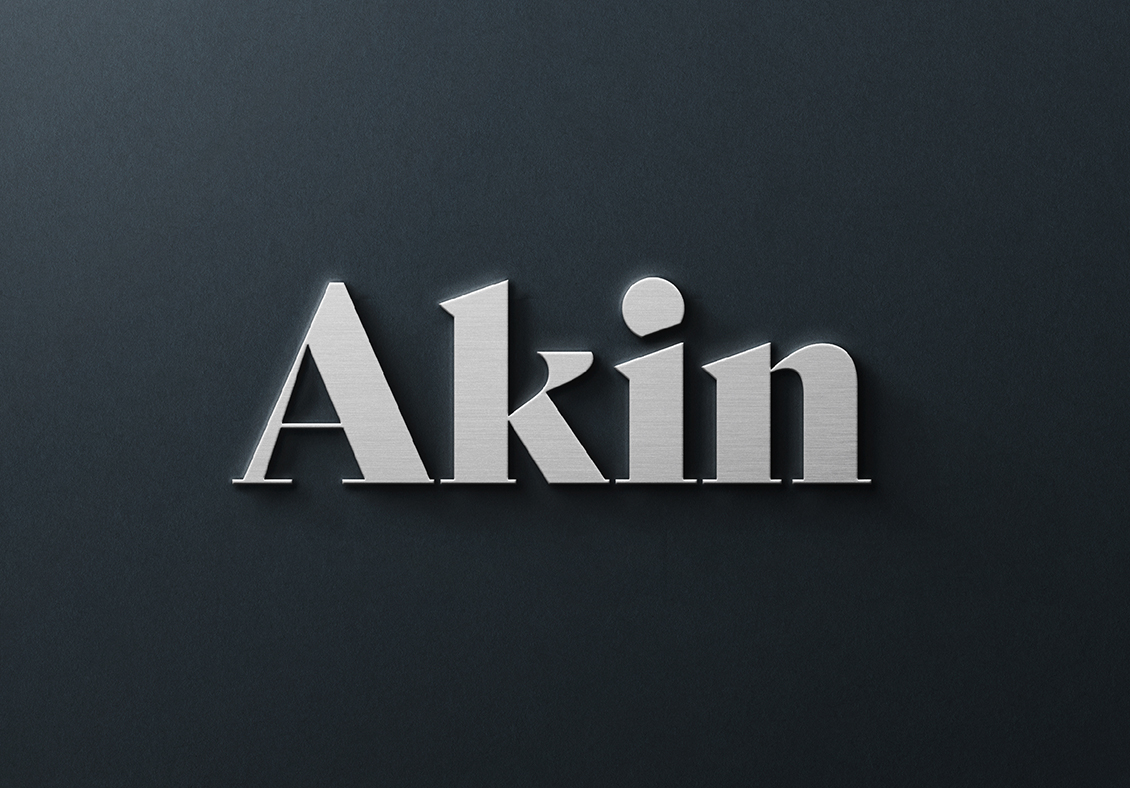 New Akin logo on black background