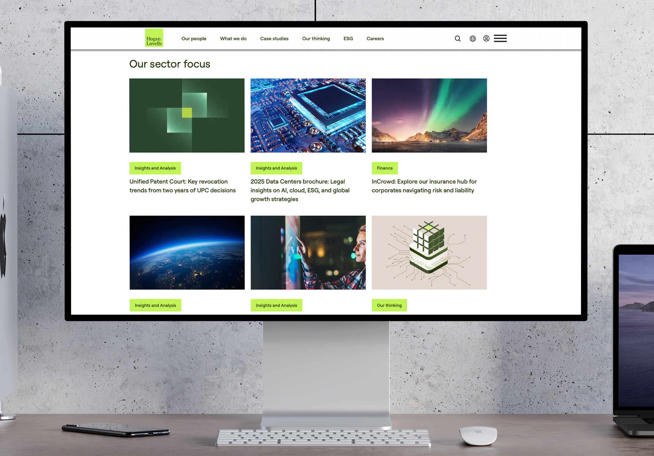Hogan Lovells website on an desktop