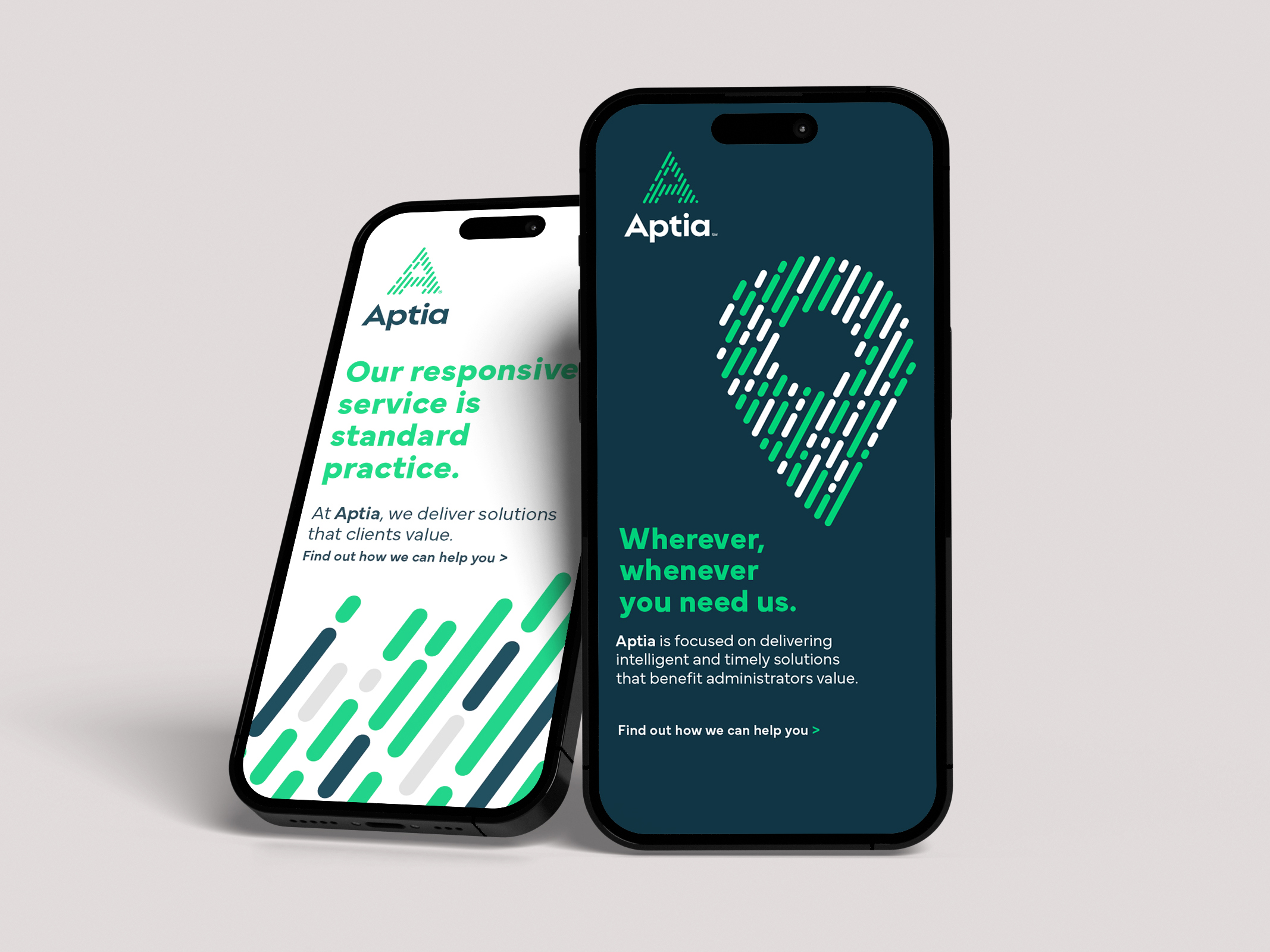 Aptia brand on different web pages